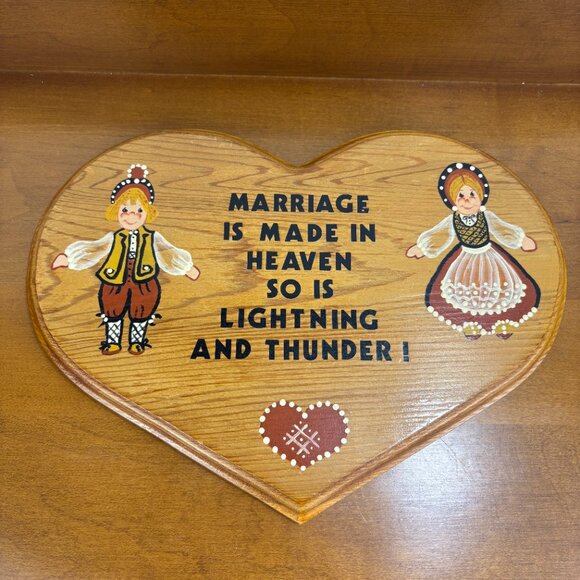 Vintage Wood Sign for Wall Hanging Anniversary Folk Art Couple Sign - Picture 4 of 15